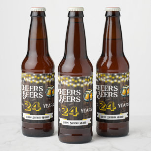 Proost en Bier op 24 Jaar Rustieke Verjaardag Etiket
