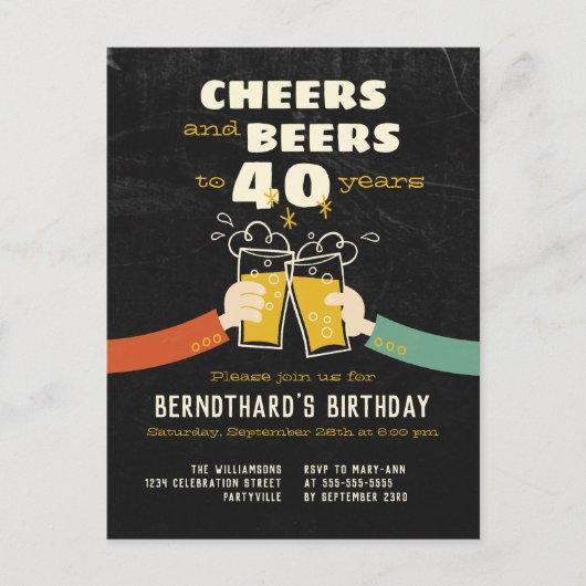 Proost en bier op 30 jaar retro uitnodiging (Voorkant)