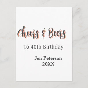 Proost en bier op 40e verjaardag grijze naam jaar briefkaart
