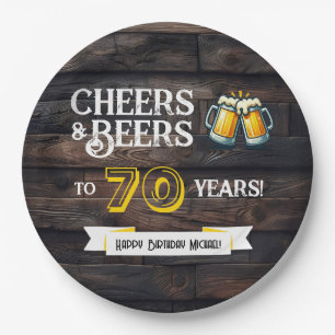 Proost en Bier op 70 Jaar Rustieke Verjaardag Papieren Bordje