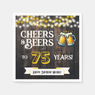 Proost en Bier op 75 Jaar Rustieke Verjaardagsfees Servet