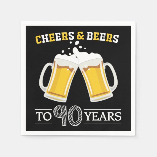 Proost en bier op 90 jaar servetten (Voorkant)