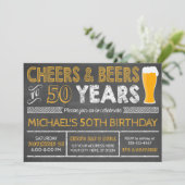 Proost en bier op uitnodiging voor 50 jaar (Staand voorkant)