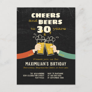 Proost En Bier Voor 30 Jaar Retro Uitnodiging