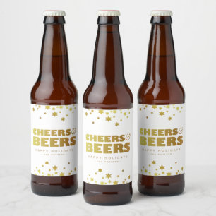 Proost en bieren Fun Christmas Wit & Goud Bier Etiket