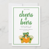 Proost en bieren St Patrick's Day Party Leprechaun Kaart (Voorkant)