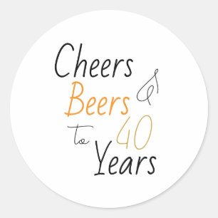 Proost en biertjes 40e verjaardag Minimal Party Ronde Sticker