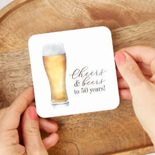 Proost en biertjes Casual 50ste verjaardag Vierkante Kartonnen Onderzetter
