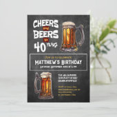 Proost en biertjes tot 40 jaar rustiek verjaardags kaart (Staand voorkant)