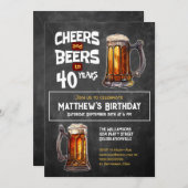 Proost en biertjes tot 40 jaar rustiek verjaardags kaart (Voorkant / Achterkant)