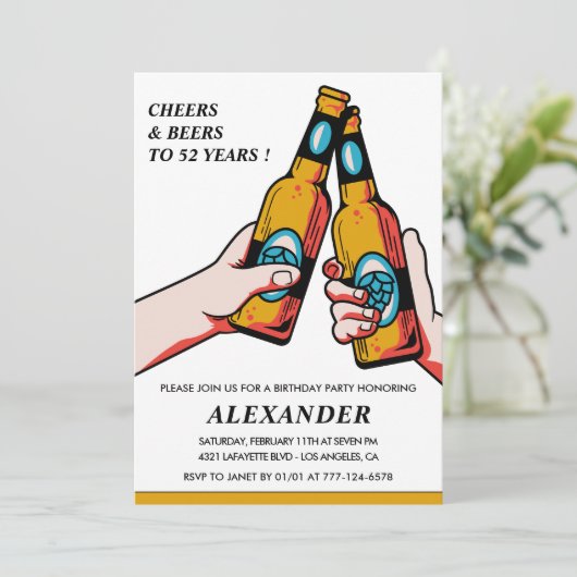 Proost en biertjes Volwassen Mannen 52ste verjaard Kaart (Staand voorkant)