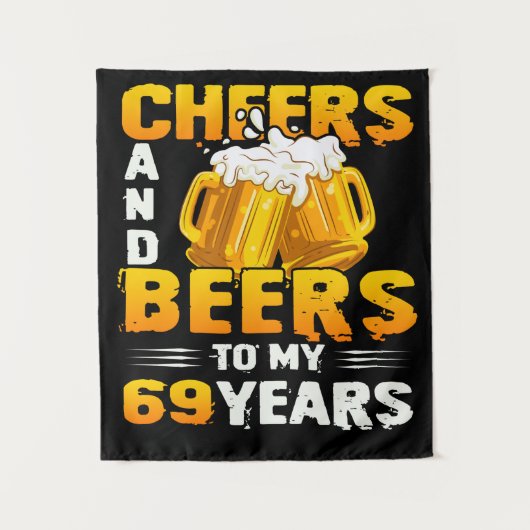 Proost en biertjes voor mijn 69 jaar 69e verjaarda wandkleed (Voorkant)
