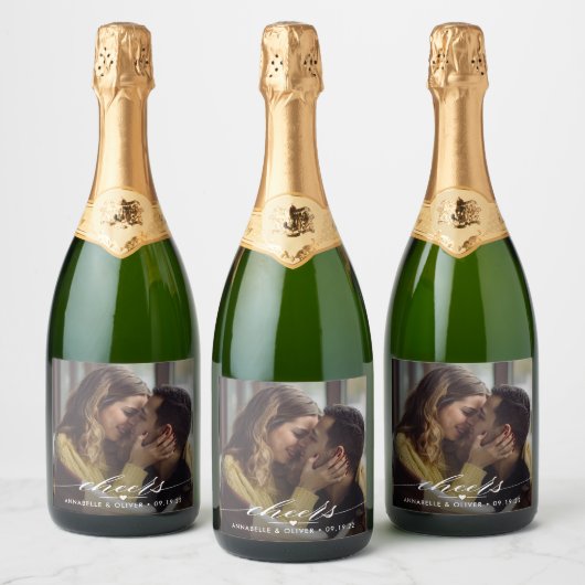 Proost Foto Bruiloft Sparkling Wijnetiket (Flessen)