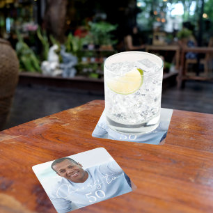 Proost foto verjaardagsfeestje vierkante kartonnen onderzetter