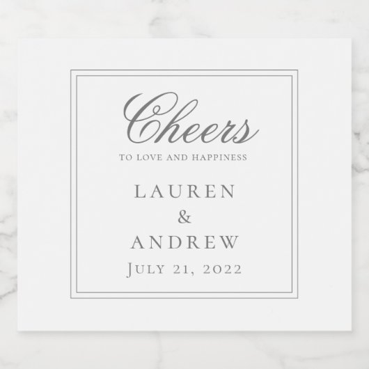 Proost Grijs Zilver Moderne Minimalistische Bruilo Bier Etiket (Enkel label)