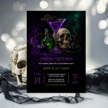 Proost Heksen Halloween Feest Uitnodiging Paars M