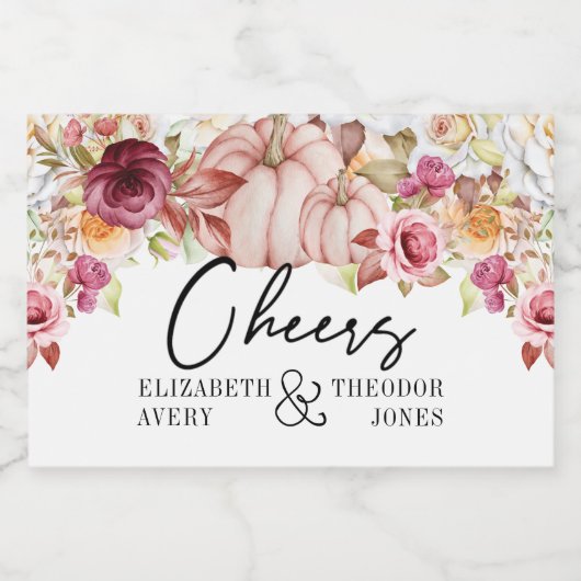 Proost herfst bruiloft gepersonaliseerd sparkling wijnetiket (Enkel label)