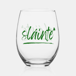 Proost Irish Sláinte Wine Glass - Groen Wijnglas Zonder Voet