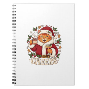 Proost Kerst Oranje Kat Sinterklaas Hoed Drinkt Gi Notitieboek