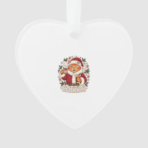 Proost Kerst Oranje Kat Sinterklaas Hoed Drinkt Gi Ornament