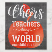 Proost Leraar Quote Chalkboard met rode appel Wijn Etiket (Enkel label)