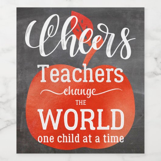 Proost Leraar Quote Chalkboard met rode appel Wijn Etiket (Enkel label)