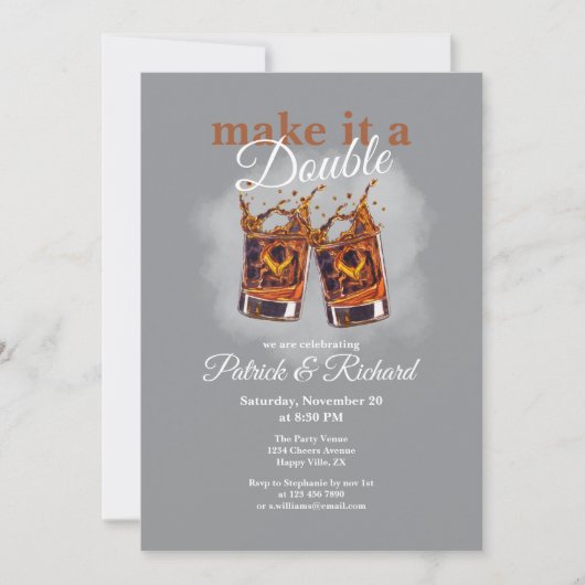 Proost Maak er een dubbel feest van Whiskeyglas Kaart (Voorkant)