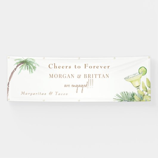 Proost Margaritas & Tacos verlovingsfeest Spandoek (Horizontaal)