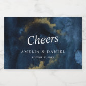 Proost Marineblauw, Gouden Mini Mousserende Wijn l Sparkling Wijnetiket (Enkel label)