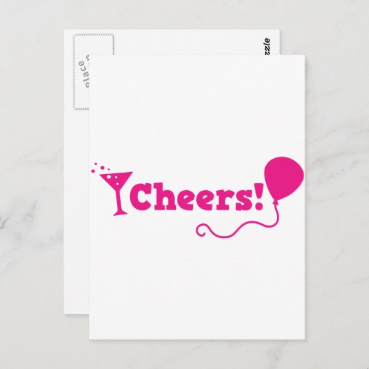 Proost! met feestballon en cocktailglas briefkaart (Voorkant / Achterkant)