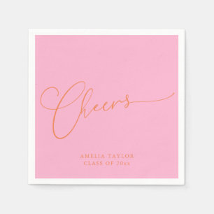 Proost Minimal Roze Oranje Script Afstudeerfeest Servet
