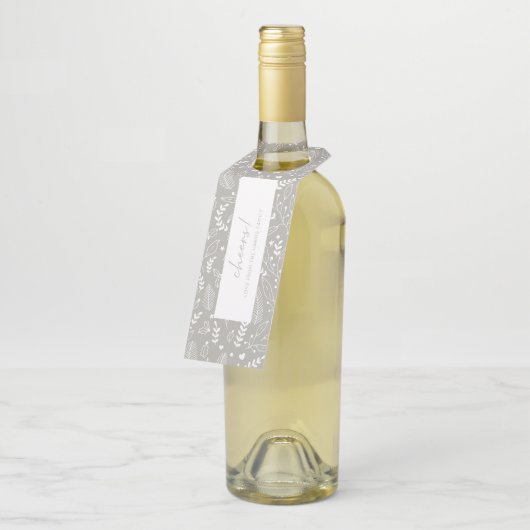 Proost minimalistisch grijs hulstpatroon flessenhanger (Schuin)