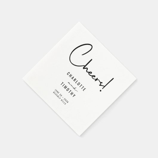 Proost Minimalistisch Modern Script Bruiloft Servet (Hoek)