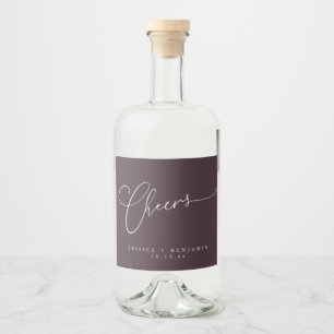 Proost Minimalistische Plum Script Trouw Likeurfles Etiket