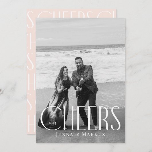 Proost Moderne Kerstmisfoto Minimaal Ontwerp Feestdagenkaart (Voorkant / Achterkant)