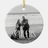 Proost Moderne Kerstmisfoto Minimaal Ontwerp Keramisch Ornament (Voorkant)
