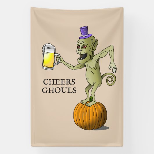 Proost Monsters Halloween Feest Spandoek (Verticaal)