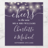 Proost Mr en Mrs Lights Paarse bruiloft Wijn Etiket (Enkel label)