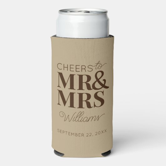 Proost Mr & Mrs Modern Wedding Typography Favor (Seltzer Achterkant)