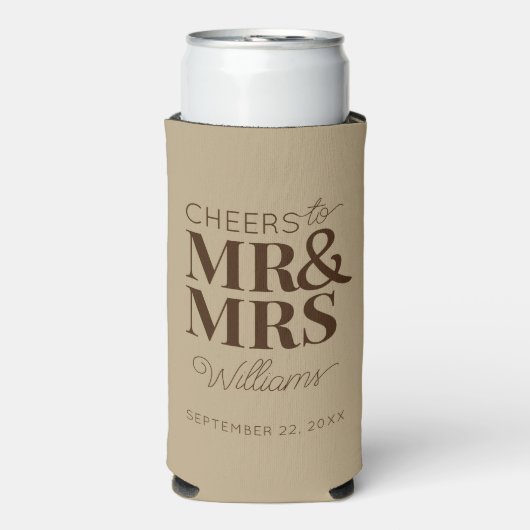 Proost Mr & Mrs Modern Wedding Typography Favor (Seltzer Voorkant)