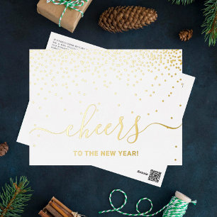 Proost naar het nieuwe jaar! Elegant Confetti Real Folie Feestdagen Briefkaart