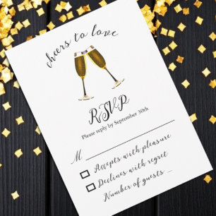 Proost om te houden van champagneglazen bruiloft r RSVP kaartje