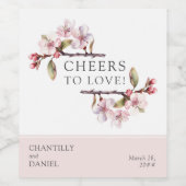 Proost om te houden van Cherry Blossom Wedding Wijn Etiket (Enkel label)