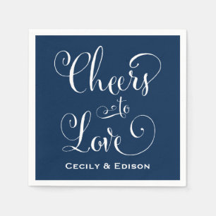 Proost om te houden van Navy Blue Wedding Monogram Servet