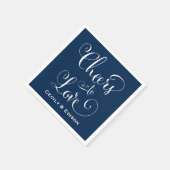 Proost om te houden van Navy Blue Wedding Monogram Servet (Hoek)