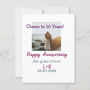 Proost op 10 jaar gelukkig jubileum foto toevoegen briefkaart