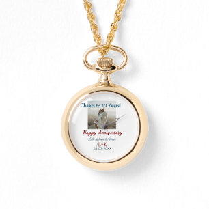 Proost op 10 jaar gelukkig jubileum foto toevoegen horloge
