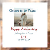 Proost op 10 jaar gelukkig jubileum foto toevoegen raamsticker (Vel 2)