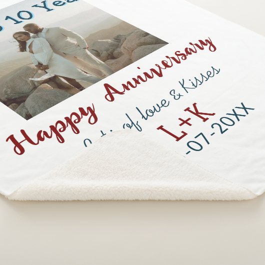 Proost op 10 jaar gelukkig jubileum foto toevoegen sherpa deken (3/4)