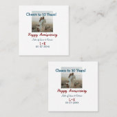 Proost op 10 jaar gelukkig jubileum foto toevoegen vierkante visitekaartje (Voorkant / Achterkant)